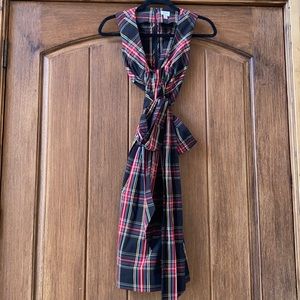 JCrew Size 2 Plaid Dress Tartan Plaid V-Neck Wrap 2 Way Tie Up Excellent